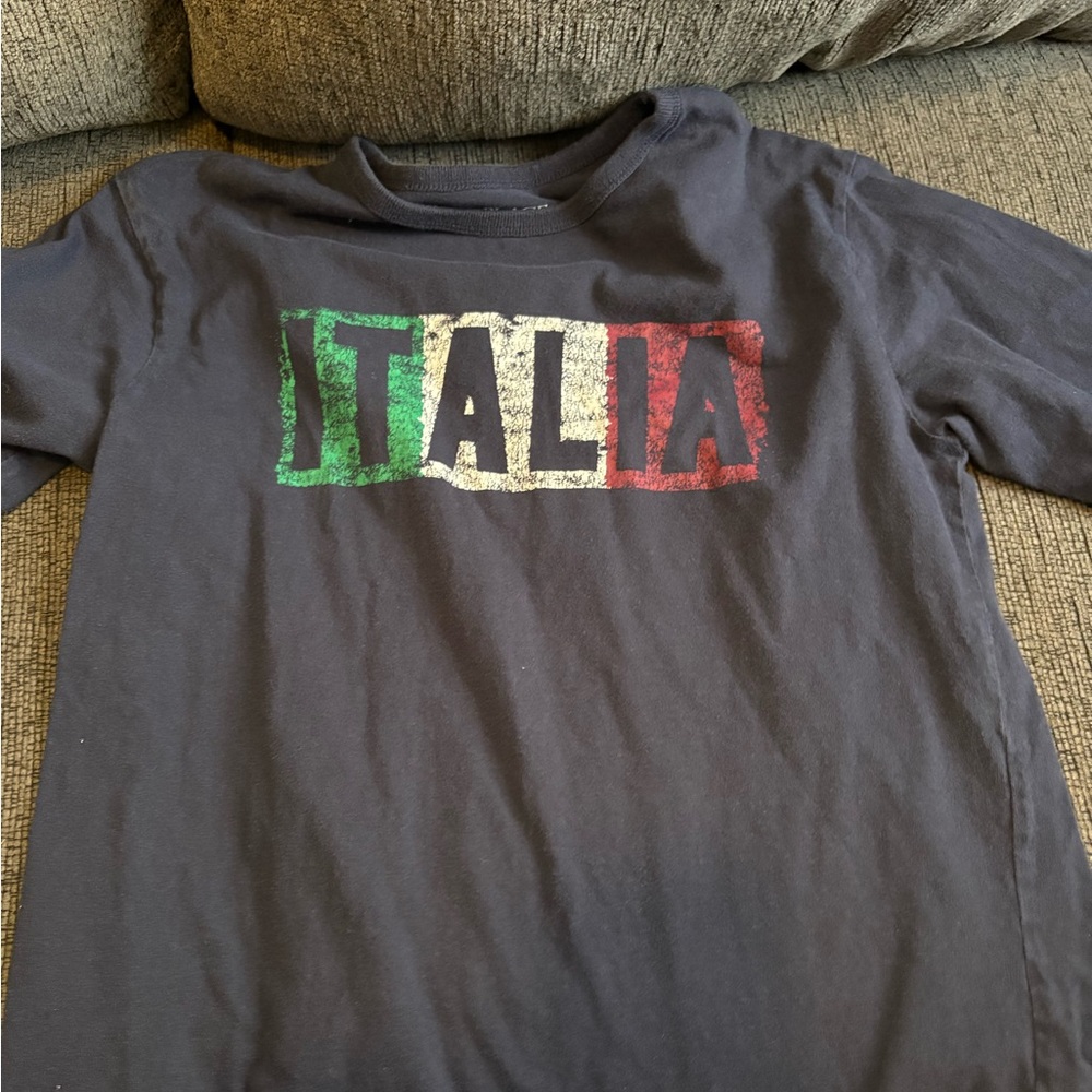 Italia Graphic Kids Long Sleeve Tee - Navy